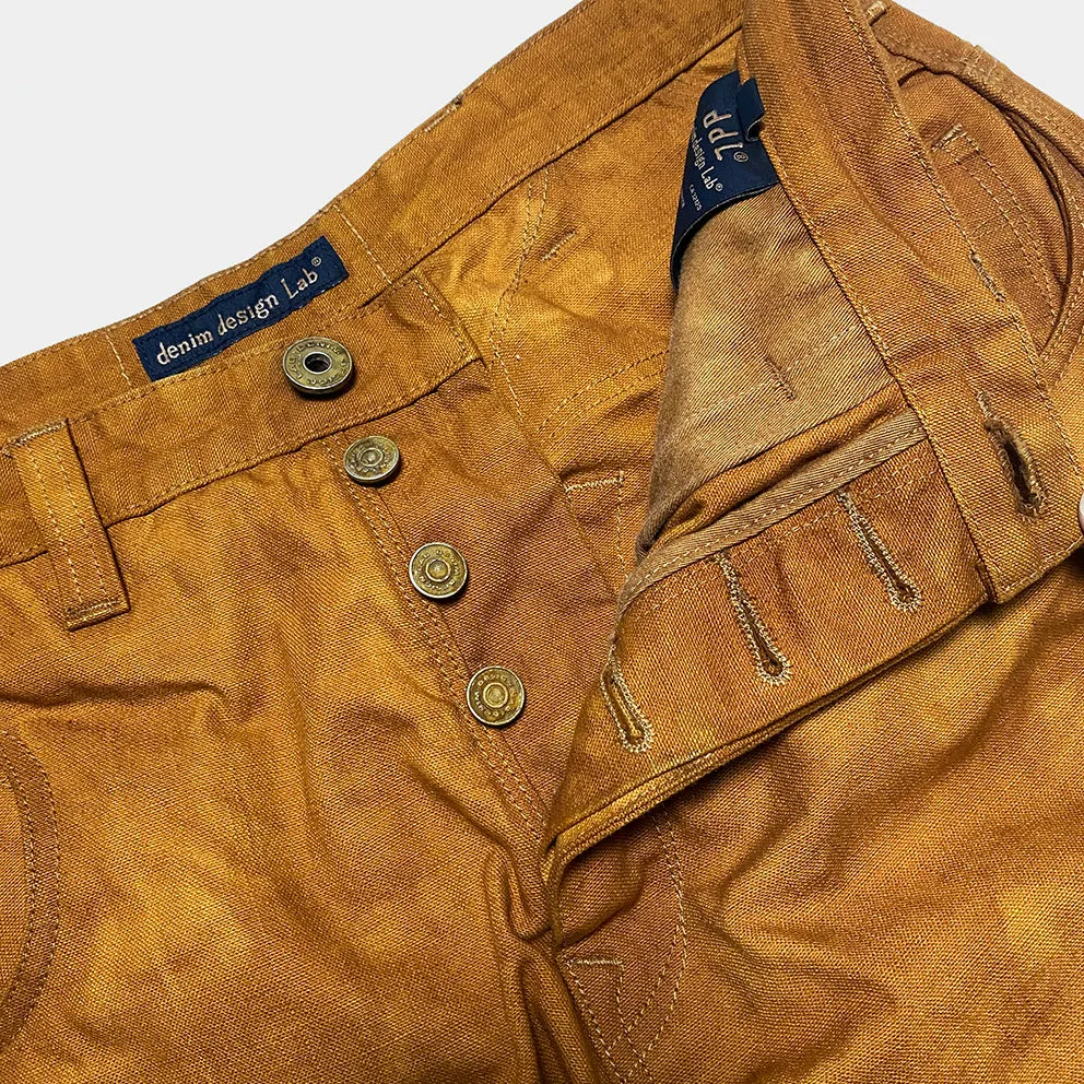 DDL 513S LUCKY-GOLD RELAX STRAIGHT HORSESHOE INSPIRED 6 POCKET BUCKLE BACK DOUBLE DYED CANVAS JEAN -12OZ-GOLD sold by Bzen product image thumbnail 4
