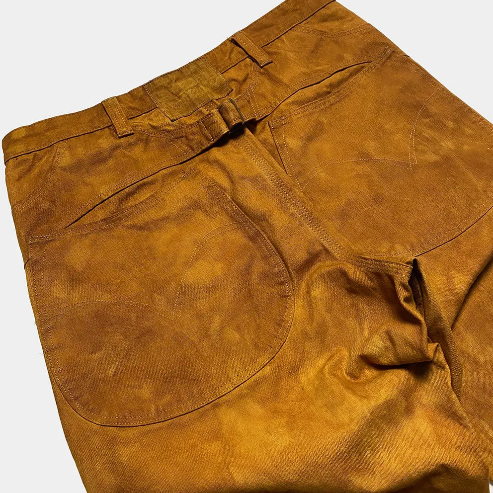 DDL 513S LUCKY-GOLD RELAX STRAIGHT HORSESHOE INSPIRED 6 POCKET BUCKLE BACK DOUBLE DYED CANVAS JEAN -12OZ-GOLD sold by Bzen product image thumbnail 5