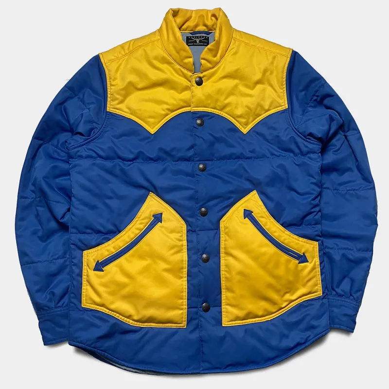 BZEN M.3239L JUAN-G REGULAR FIT WESTERN INSPIRED QUILTED MICROFIBER SHIRT JACKET-E0 YELLOW BLUE sold by Bzen
