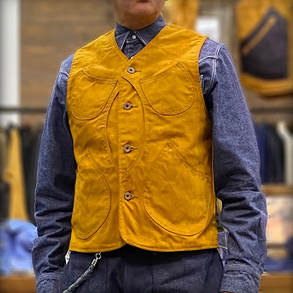 DDL 320R-BRETT2 LUCKY-GOLD REGULAR FIT VINTAGE INSPIRED LINED 6 POCKET CANVAS VEST-12OZ-GOLD sold by Bzen product image thumbnail 2