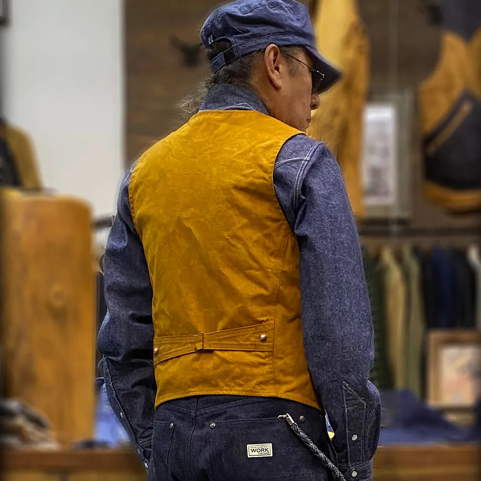 DDL 320R-BRETT2 LUCKY-GOLD REGULAR FIT VINTAGE INSPIRED LINED 6 POCKET CANVAS VEST-12OZ-GOLD sold by Bzen product image thumbnail 3