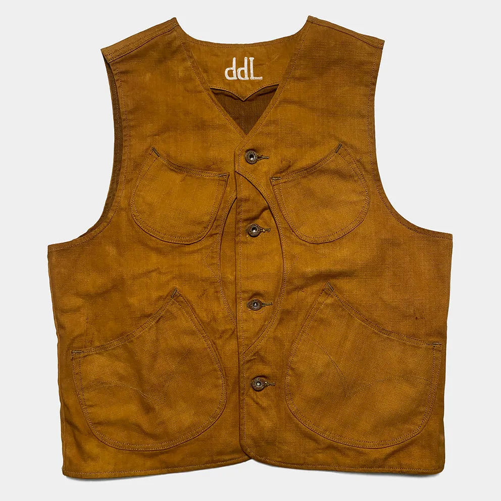 DDL 320R-BRETT2 LUCKY-GOLD REGULAR FIT VINTAGE INSPIRED LINED 6 POCKET CANVAS VEST-12OZ-GOLD sold by Bzen