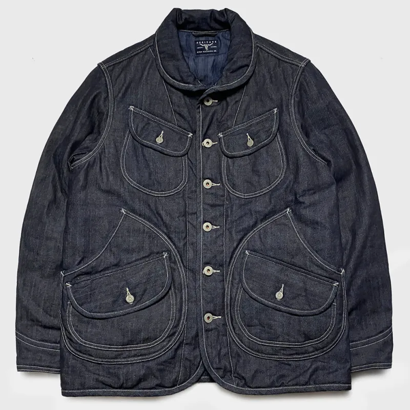 BZEN M.3011L BAKER-WR18 REGULAR FIT 6 POCKET VINTAGE INSPIRED LINED PADDED COMFORT STRETCH DENIM JACKET-12OZ-HRH INDIGO sold by Bzen