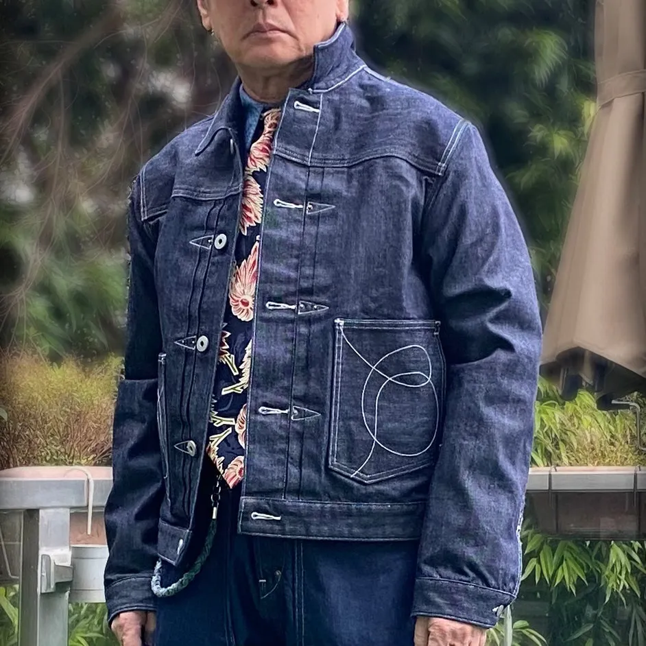 BZEN M.3139RR WAYLON-WR18 REGULAR FIT 4 POCKET COMFORT STRETCH DENIM JACKET WHITE STITCHING-12OZ-HRH INDIGO sold by Bzen product image thumbnail 2