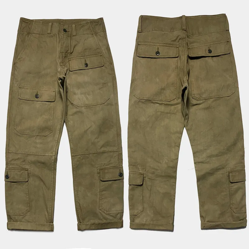 BZEN M.1119R RANGER-MGC8 REGULAR FIT 8 POCKET MILITARY INSPIRED VEGGIE DYED CANVAS CARGO PANT-12.5OZ-E0 MOSS GREEN sold by Bzen