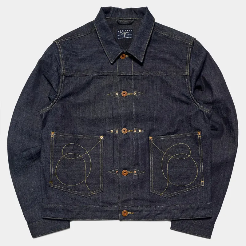 BZEN M.3139RR WAYLON-CR18 REGULAR FIT 4 POCKET COMFORT STRETCH DENIM JACKET COPPER STITCHING-12OZ-HRH INDIGO sold by Bzen