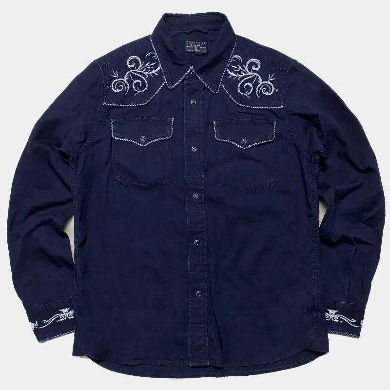 BZEN M.3239R JESSE-FRISCO-W REGULAR FIT WESTERN DENIM SHIRT WITH CONTRAST EMBROIDERY-5.25OZ-E1A DARK INDIGO sold by Bzen