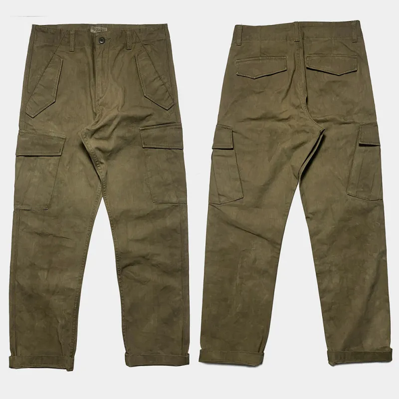 BZEN M.1119R AERO-MGC6 REGULAR FIT MILITARY INSPIRED 6 POCKET VEGGIE DYED CANVAS PANT-12.5OZ-E0 MOSS GREEN sold by Bzen