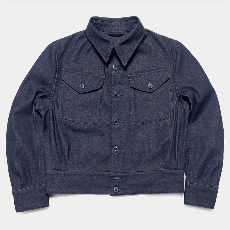 BZEN M.3170R IKE'S-I REGULAR FIT 2 POCKET MILITARY INSPIRED DENIM JACKET-12OZ-HRH INDIGO sold by Bzen