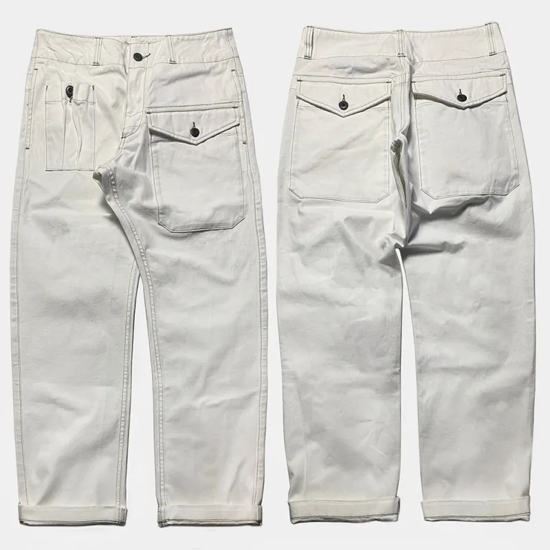 BZEN M.1119R L32 RANGER-WC6 REGULAR FIT BRITISH MILITARY INSPIRED 6 POCKET WHITE CANVAS PANT-12.5OZ-E0 WHITE sold by Bzen