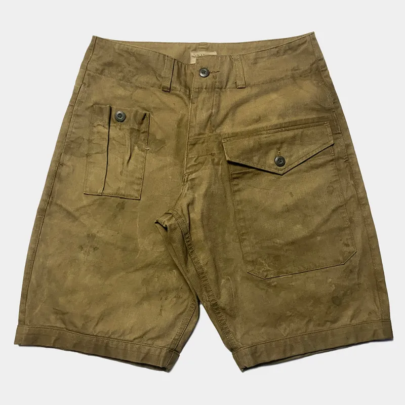 BZEN M.1045 MASH2-C6 REGULAR FIT BRITISH MILITARY INSPIRED 6 POCKET CANVAS SHORT VEGGIE DYED-12.5OZ-E0 SEAWEED sold by Bzen