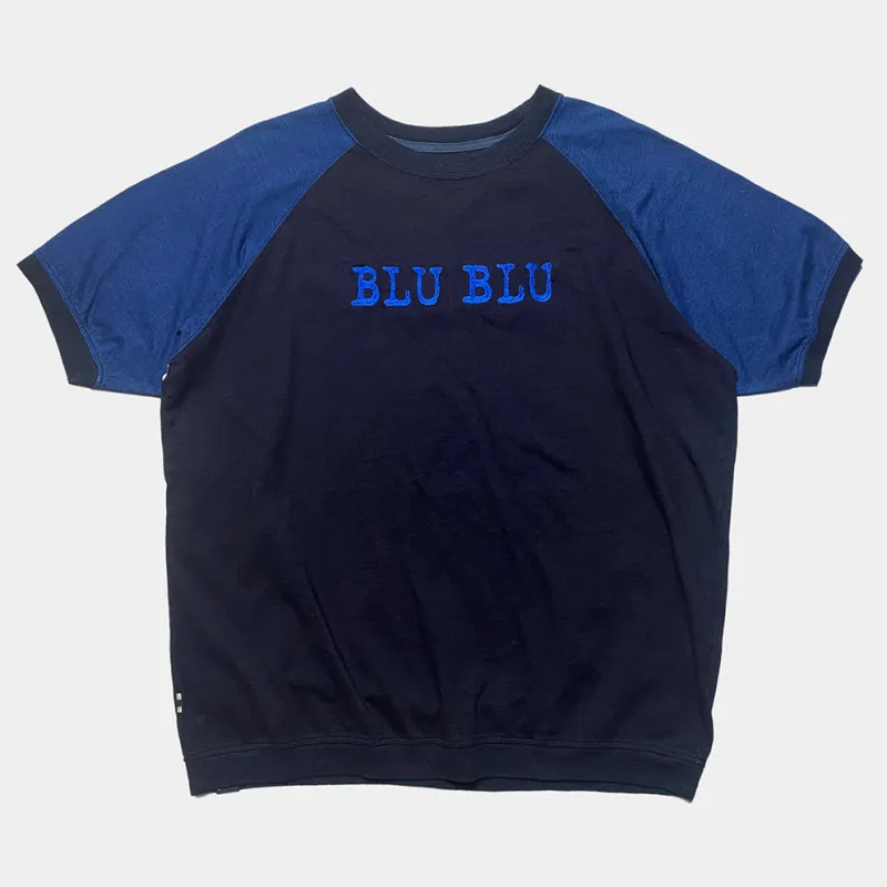 BZEN M.3067 THE LORD REGULAR FIT INDIGO JERSEY COLOR BLOCK RAGLAN TEE WITH 'BLU BLU' EMBROIDERY-1800GSM-E0 INDIGO sold by Bzen