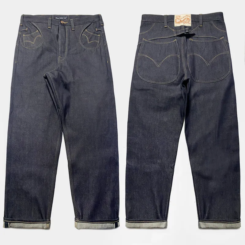 DDL 513S H17-LUCKY-BT RELAX STRAIGHT HORSESHOE INSPIRED 6 POCKET BUCKLE BACK JEAN WHITE OAK CONE MILLS-12.25OZ BT SELVEDGE-RAW INDIGO sold by Bzen