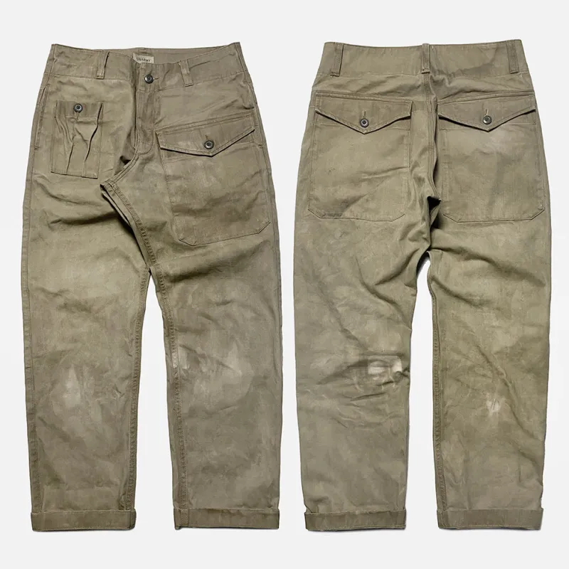 BZEN M.1119R L32 RANGER-MGC6 REGULAR FIT BRITISH MILITARY INSPIRED 6 POCKET CANVAS VEGGIE DYED PANT-12.5OZ-E0 MOSS GREEN sold by Bzen