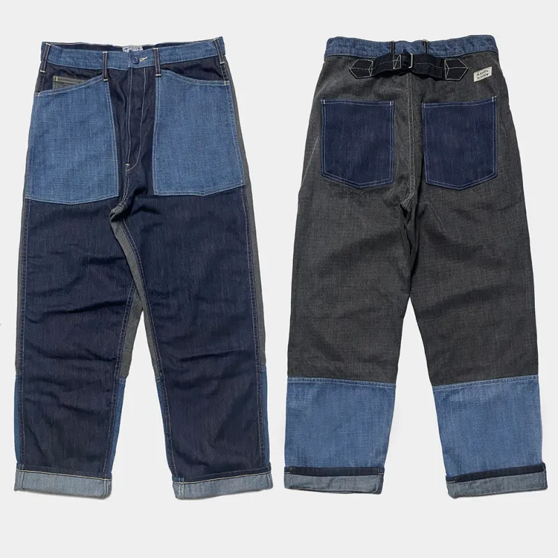 BZEN M.1198 L32 MIDDLEMAST-CBD RELAX TAPERED MULTI DENIM COLOR BLOCK NAVAL INSPIRED PANT-HRH INDIGO sold by Bzen