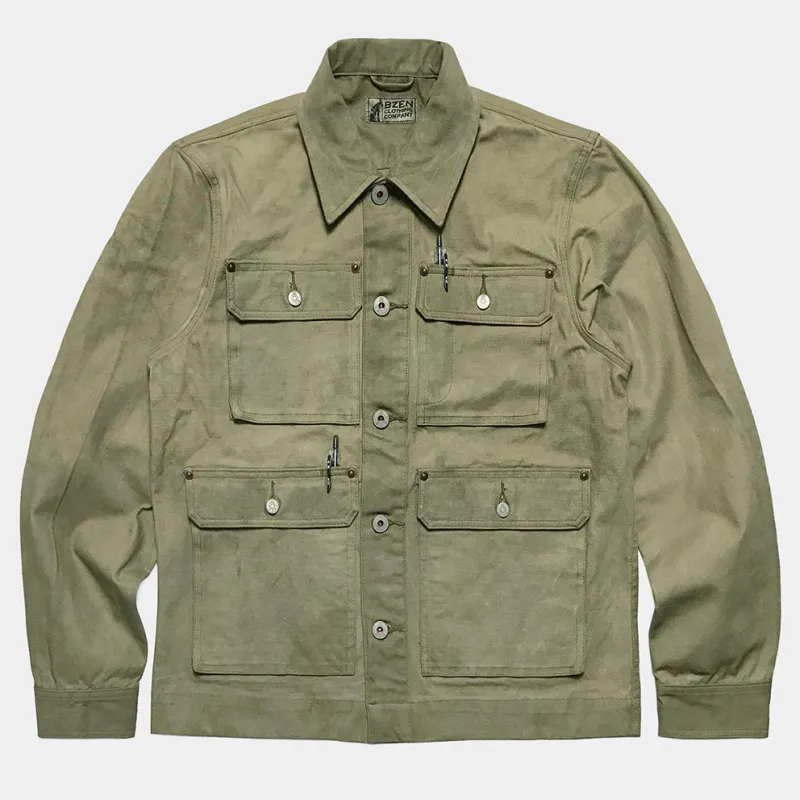 BZEN M.3323 BUBBA-6 REGULAR FIT VEGGIE DYED CANVAS WORK JACKET-11OZ-E0 MOSS GREEN sold by Bzen