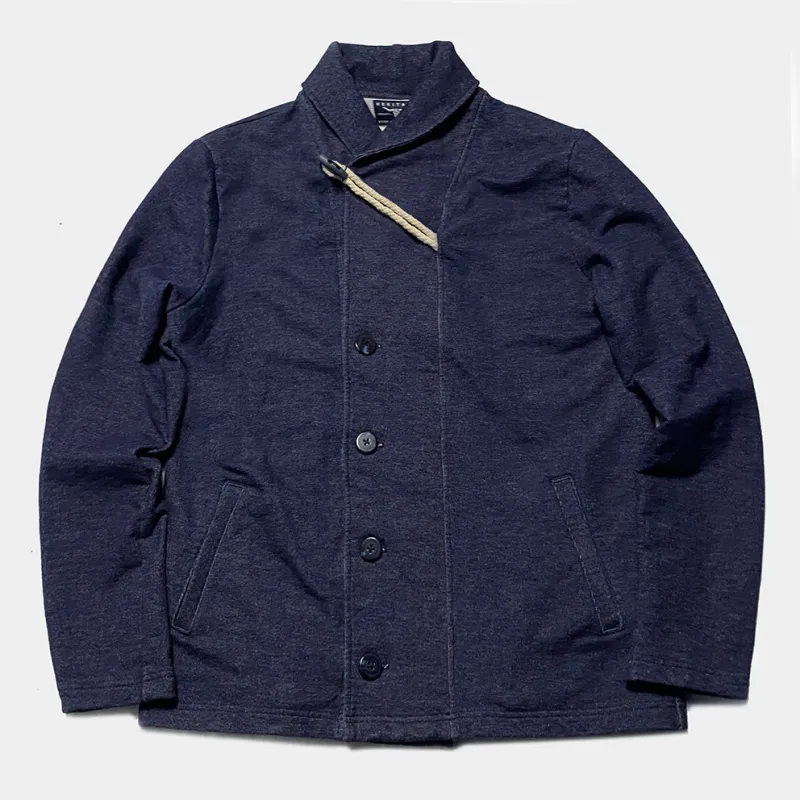 BZEN M.3037 ERNEST 2 POCKET SHAWL COLLAR INDIGO FRENCH TERRY CARDIGAN-425GSM-E0 INDIGO made by Bzen