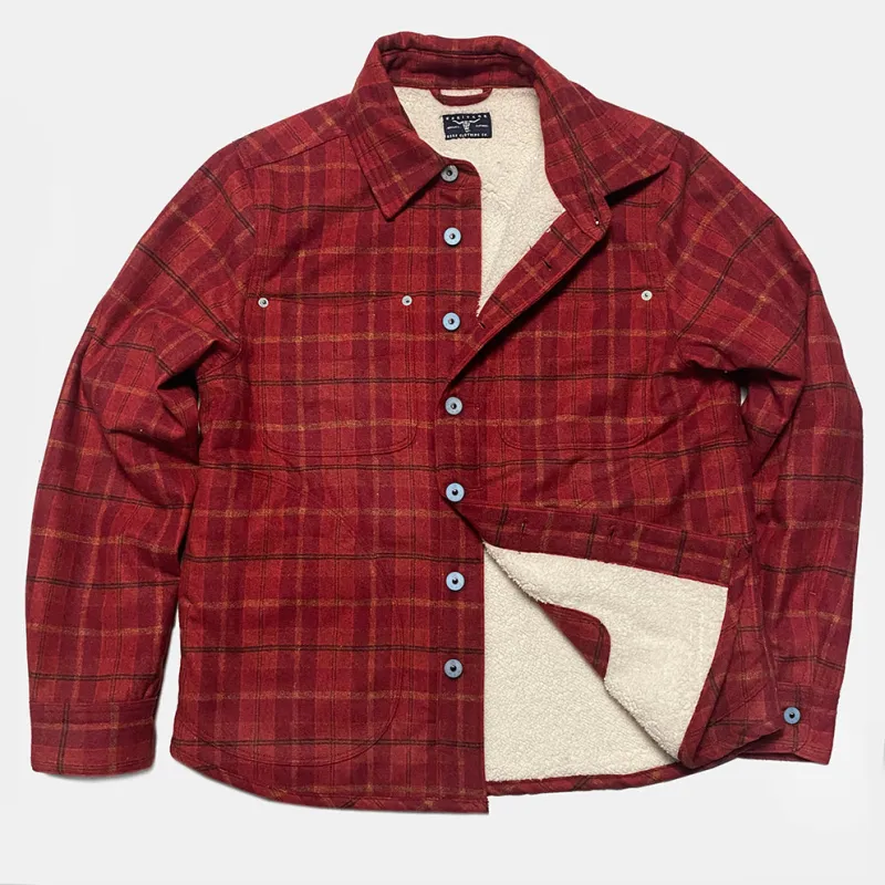 BZEN M.3177R DAYTON REGULAR FIT 6 POCKET SHERPA LINED PLAID WOOL BLEND WORK SHIRT-E0 RED PLAID sold by Bzen