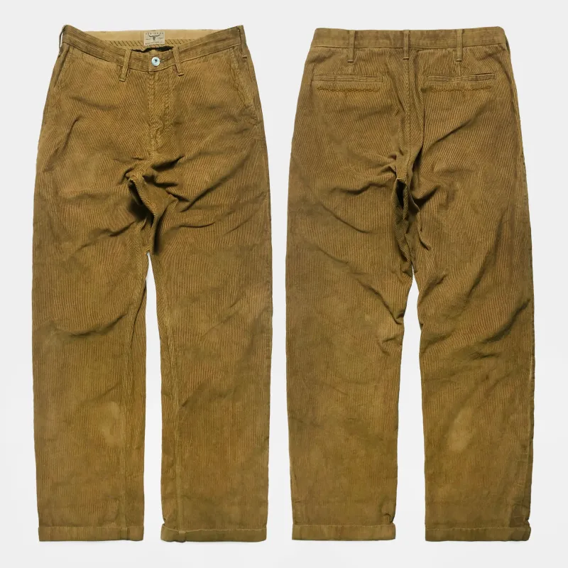 BZEN M.1028 1848.HARRY RELAX STRAIGHT 5 POCKET FLAT FRONT VEGGIE DYED CORDUROY CHINO-11W-E0 CARAMEL sold by Bzen