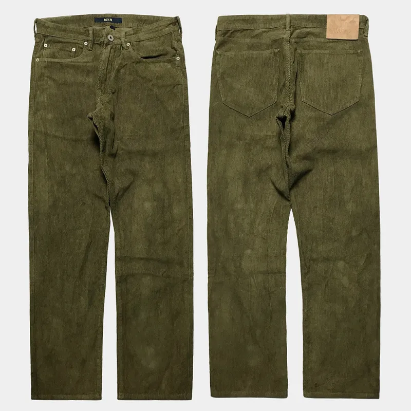 BZEN M.1098-EL PASO H17 REGULAR STRAIGHT 5 POCKET VEGGIE DYED 11 WALE CORDUROY-E0 SEAWEED sold by Bzen
