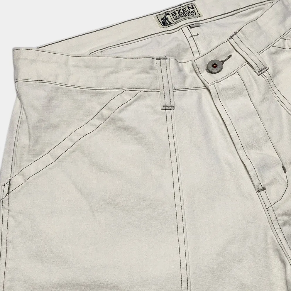 BZEN M.1077 QUENTIN L32 RELAX STRAIGHT 4 POCKET CANVAS BUCKLE BACK WORK PANT -11OZ-E0 WHITE sold by Bzen product image thumbnail 4