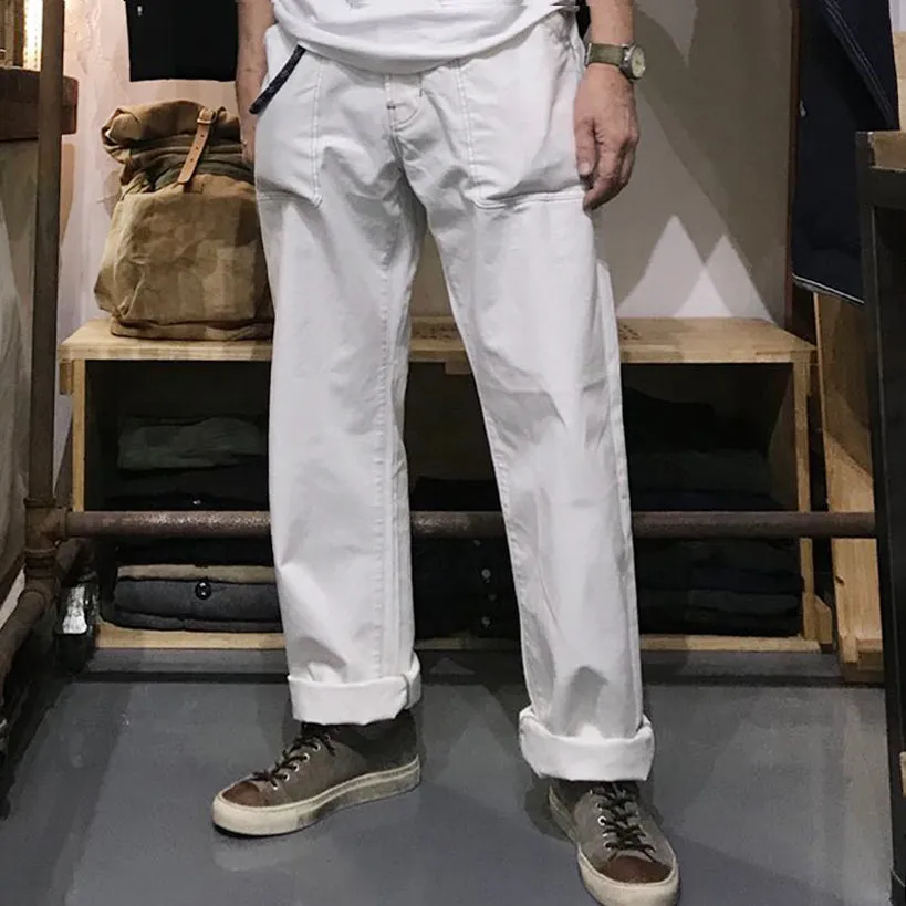 BZEN M.1077 QUENTIN L32 RELAX STRAIGHT 4 POCKET CANVAS BUCKLE BACK WORK PANT -11OZ-E0 WHITE sold by Bzen product image thumbnail 2