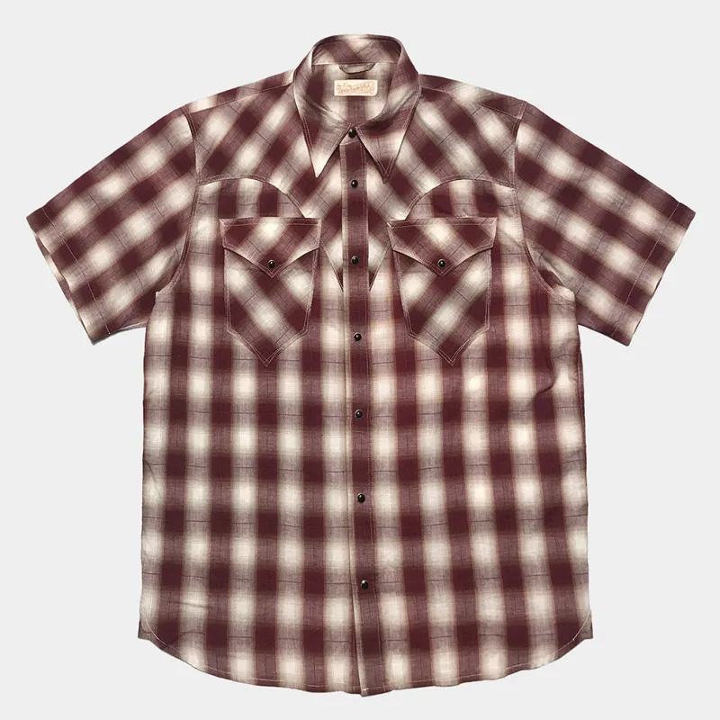 DDL 323R-DEL TORO 'V' REGULAR FIT 2 POCKET SHORT SLEEVE WESTERN OMBRE PLAID SHIRT-E0 RED sold by Bzen