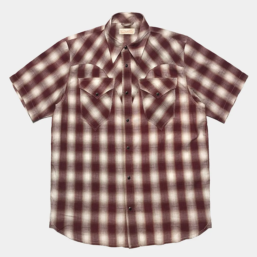 DDL 323R-DEL TORO 'V' REGULAR FIT 2 POCKET SHORT SLEEVE WESTERN OMBRE PLAID SHIRT-E0 RED sold by Bzen