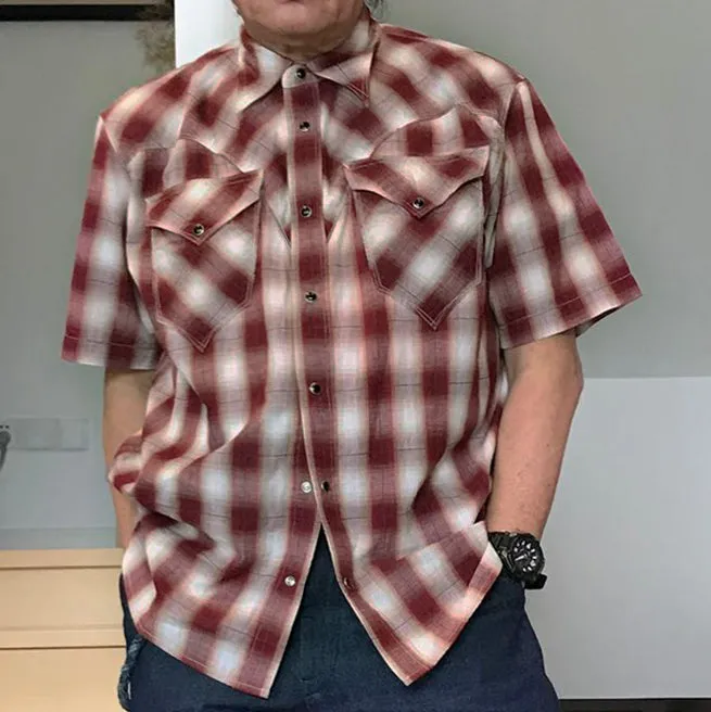 DDL 323R-DEL TORO 'V' REGULAR FIT 2 POCKET SHORT SLEEVE WESTERN OMBRE PLAID SHIRT-E0 RED sold by Bzen product image thumbnail 2