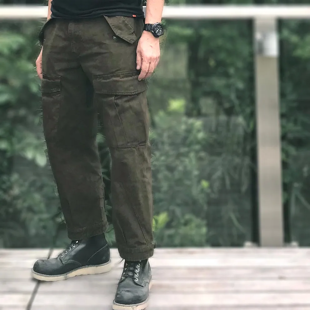 BZEN M.1184 CLAY L26 REGULAR FIT ANKLE LENGTH 6 POCKET SEAMLESS OUTSEAM CANVAS MILITARY INSPIRED PANT DOUBLE VEGGIE DYED- E0 MOSS GREEN sold by Bzen product image thumbnail 2