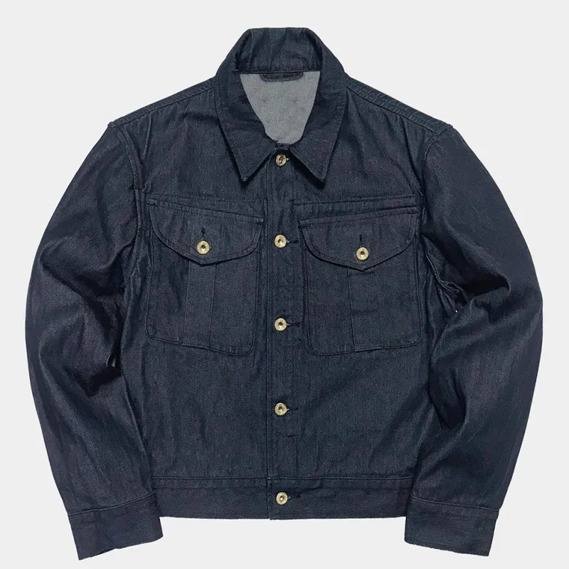 BZEN M.3221-HMS REGULAR FIT 4 POCKET NAVAL INSPIRED DENIM JACKET-12OZ-HRH INDIGO made by Bzen
