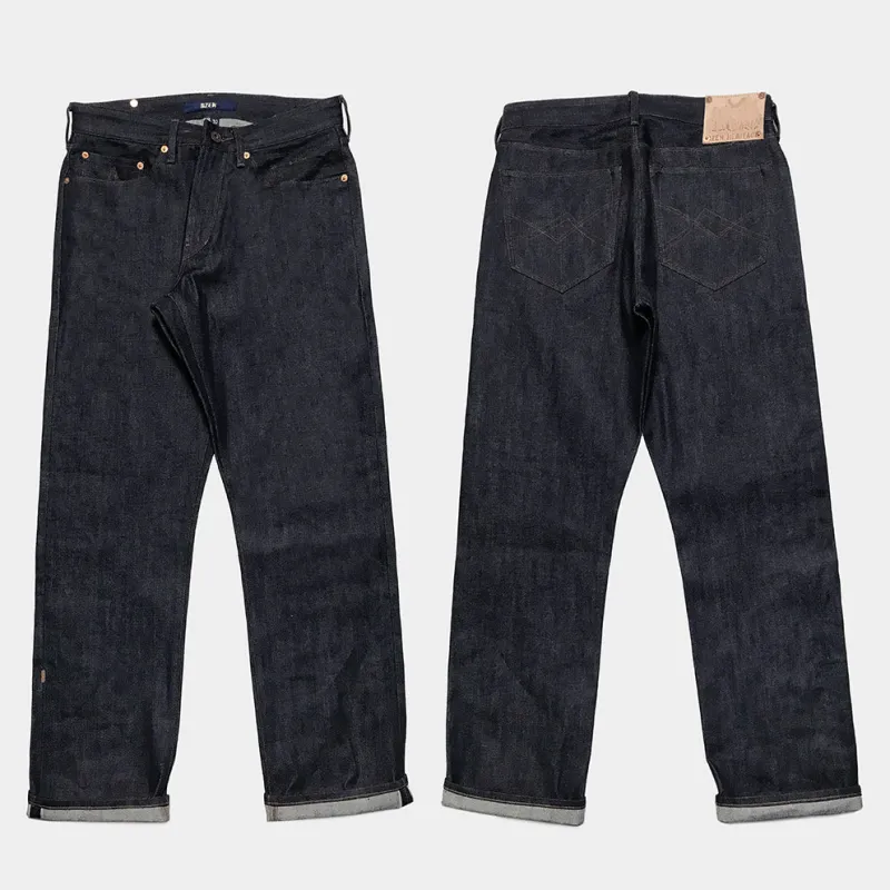 BZEN M.1098 EL PASO-R29 H17 REGULAR STRAIGHT 5 POCKET ZIPPER FLY SANFORIZED INDIGO SELVEDGE-13.5oz-RAW INDIGO sold by Bzen