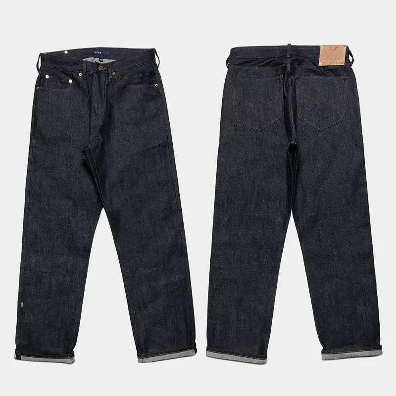 BZEN M.1039 NAVAHO-R29 H17.5 RELAX STRAIGHT 5 POCKET ZIPPER FLY SANFORIZED INDIGO SELVEDGE-13.5OZ-RAW INDIGO sold by Bzen