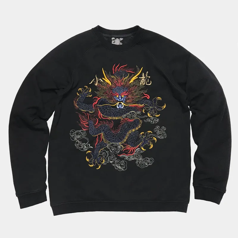 BZEN M.3086-THE BARON-LITTLE DRAGON REGULAR FIT RAGLAN SLEEVE EMBROIDERED FRENCH TERRY TOP-300GSM-E0 BLACK sold by Bzen