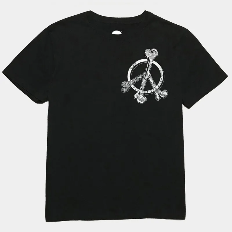 BZEN x JOE SCULL SHORT SLEEVE TEE SLIM FIT 180GSM JERSEY- BLACK PEACE BONES RESPECT THE DEAD sold by Bzen