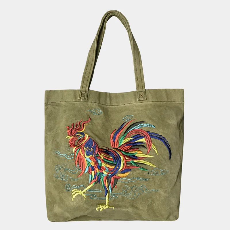 BZEN x MINER49ER TOTE19-15MG ROOSTER CANVAS TOTE BAG-20oz-E0 MOSS GREEN sold by Bzen