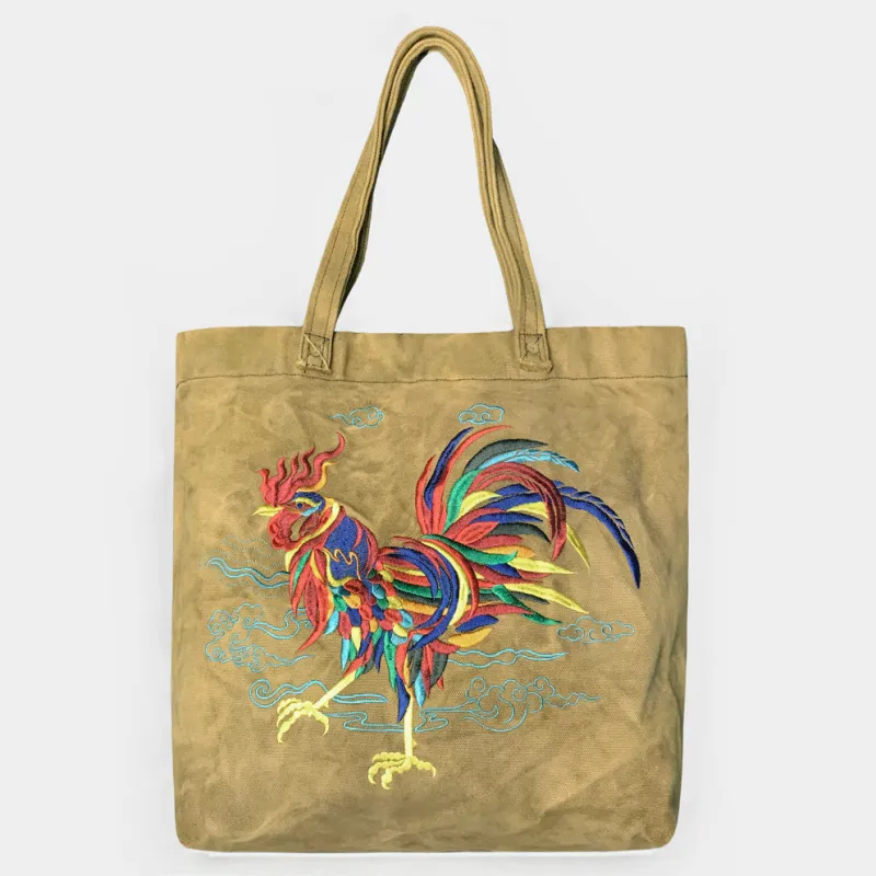 BZEN x MINER49ER TOTE19-15BIS ROOSTER CANVAS TOTE BAG-20oz-E0 BISCOTTI sold by Bzen