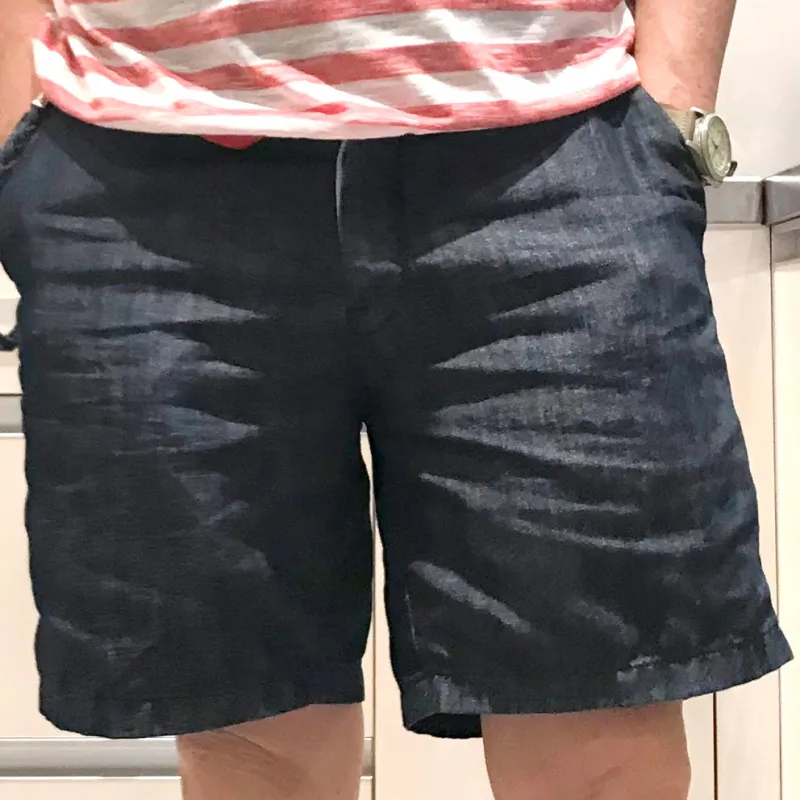 BZEN M.1281-COXON REGULAR FIT COTTON LINEN BERMUDA-7oz-E0 RINSE INDIGO sold by Bzen