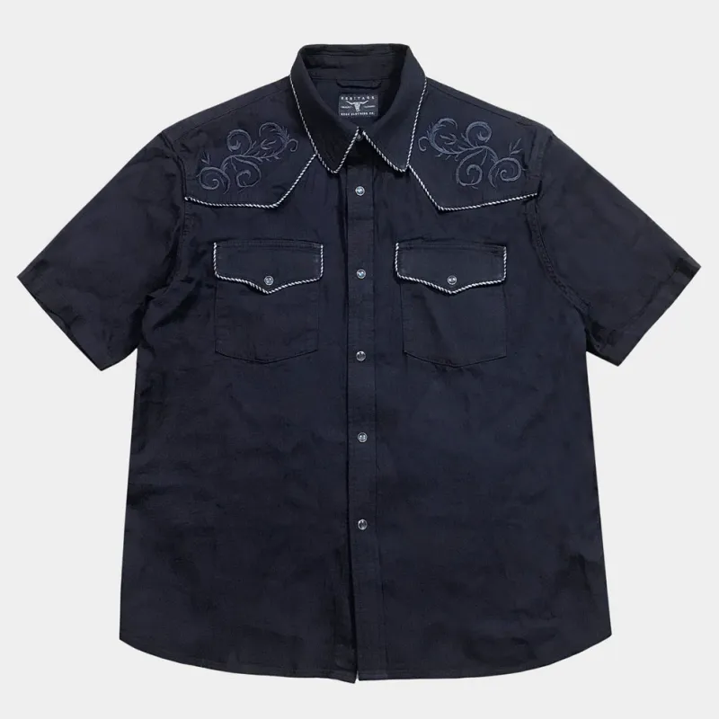 BZEN M.3154-FRISCO REGULAR FIT SHORT SLEEVE WESTERN DENIM SHIRT-5oz-E1A DARK INDIGO sold by Bzen
