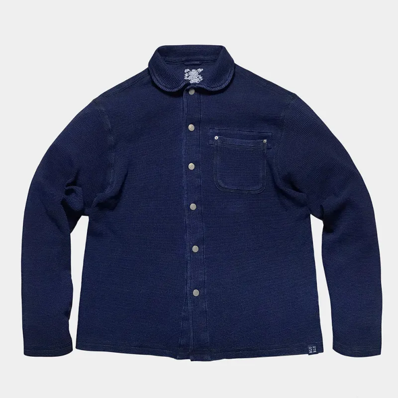 BZEN BLU BLU - M.3408 OSHAN-i REGULAR FIT WAFFLE INDIGO KNIT SHIRT-250GSM-E2 MIDNIGHT BLUE sold by Bzen