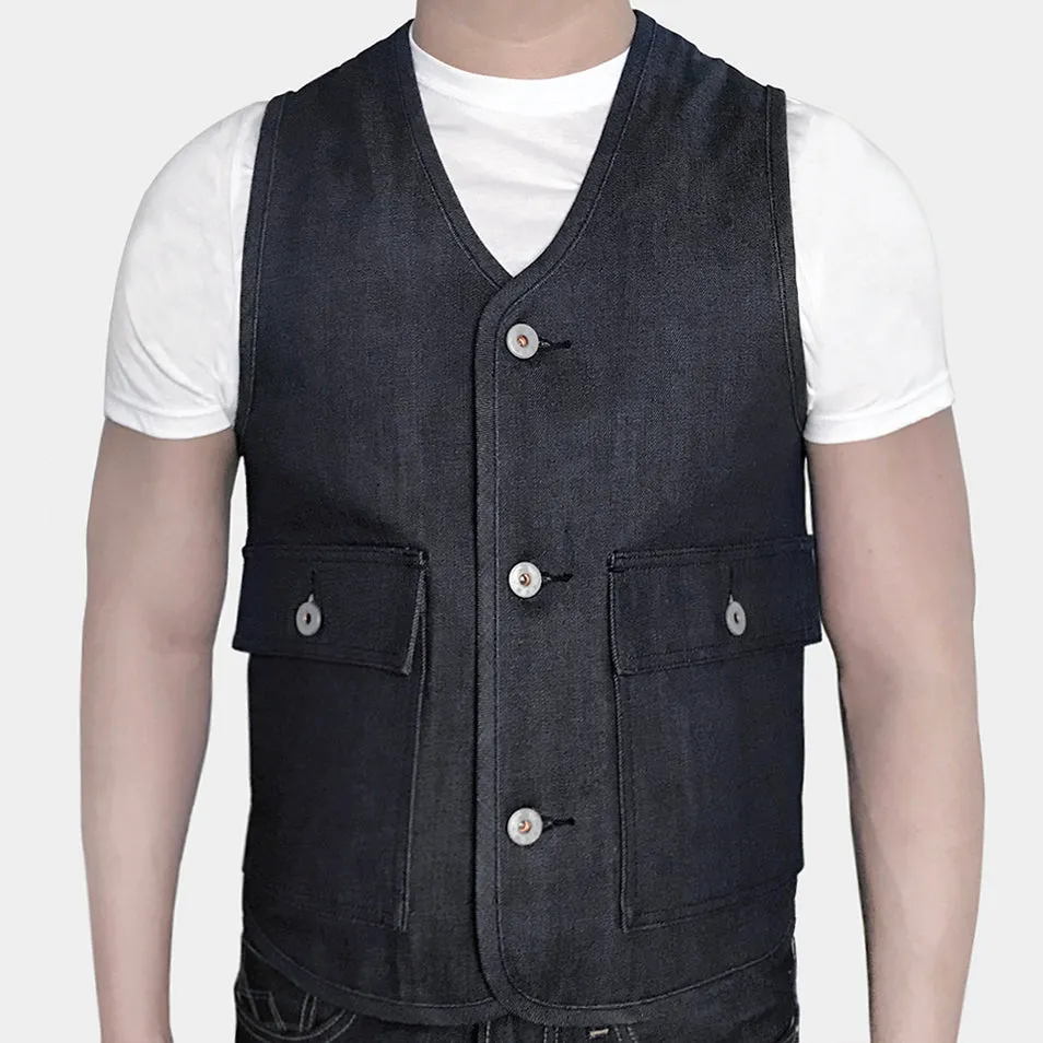 BZEN M.3034-THE GENT SLIM FIT 4 POCKET VEST-13.5oz-SELVEDGE-RAW INDIGO sold by Bzen product image thumbnail 2