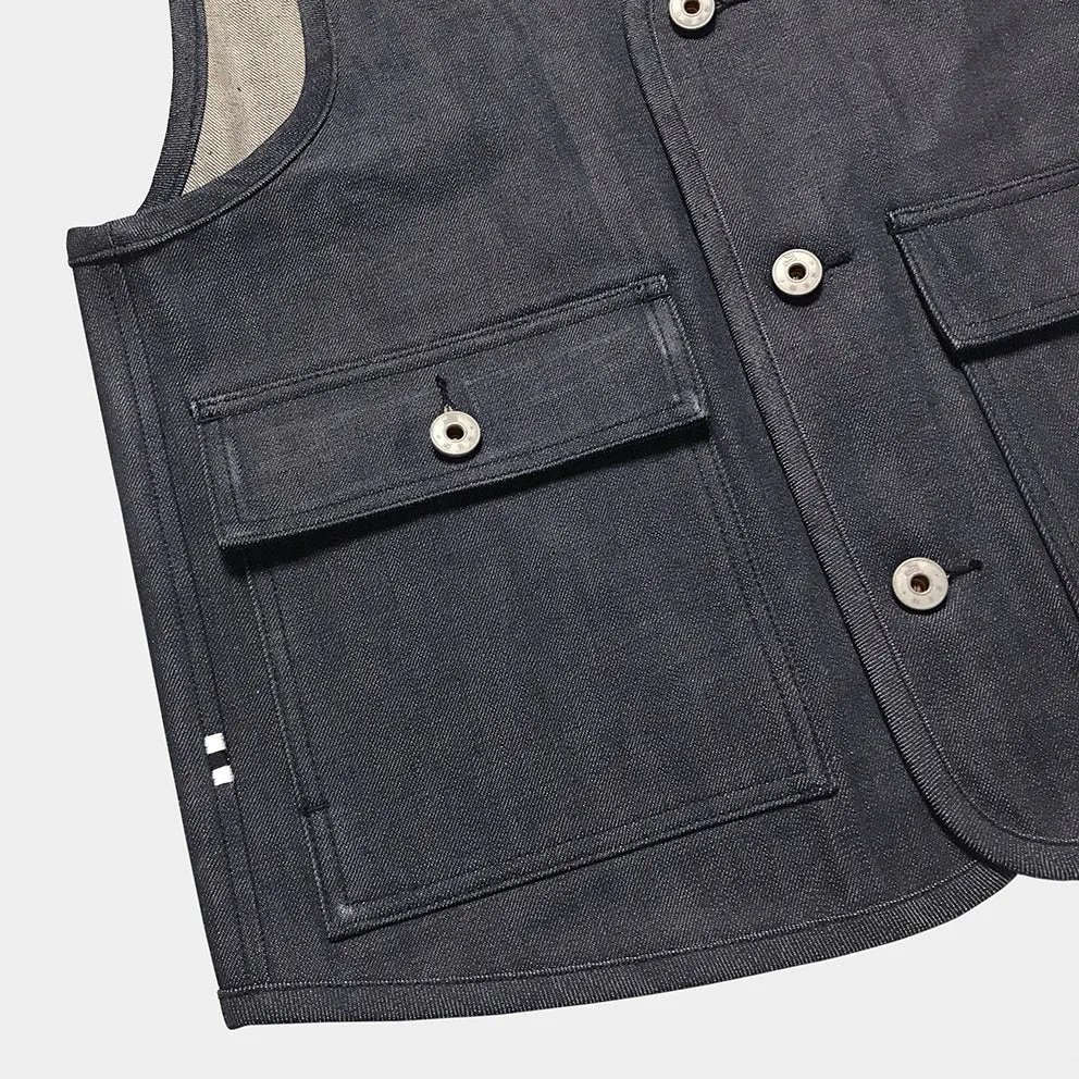 BZEN M.3034-THE GENT SLIM FIT 4 POCKET VEST-13.5oz-SELVEDGE-RAW INDIGO sold by Bzen product image thumbnail 5