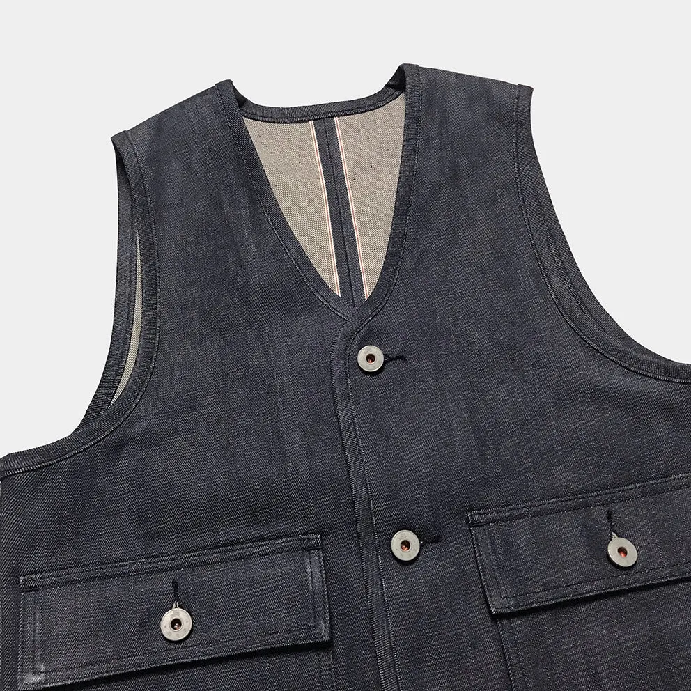 BZEN M.3034-THE GENT SLIM FIT 4 POCKET VEST-13.5oz-SELVEDGE-RAW INDIGO sold by Bzen product image thumbnail 4