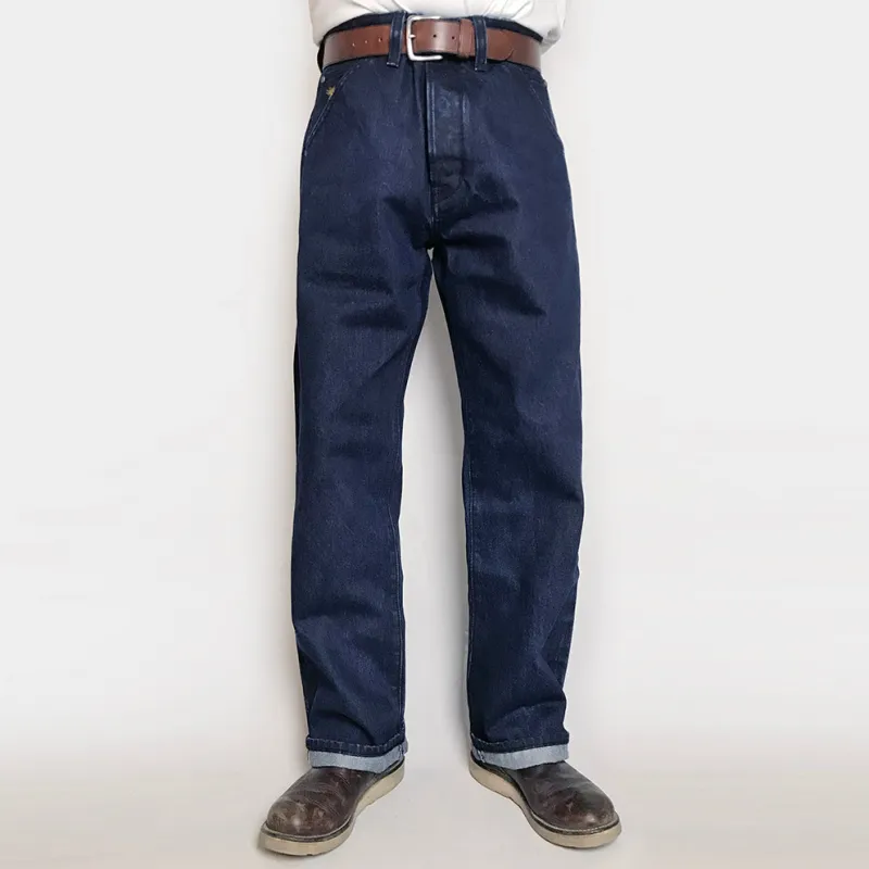 BZEN M.1210 L31-PARKER 'THE BEAST' RELAX STRAIGHT WORK PANT- 17.75oz- SELVEDGE-E0 RINSE INDIGO sold by Bzen