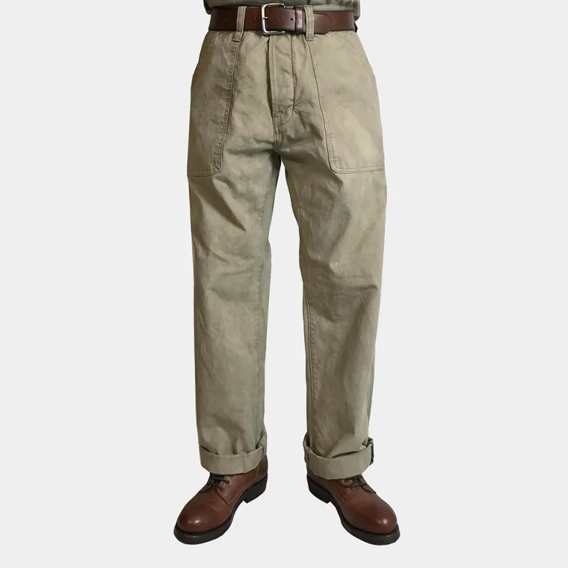 BZEN M.1077 L32-QUENTIN RELAX STRAIGHT WORK PANT- GREEN TEA sold by Bzen