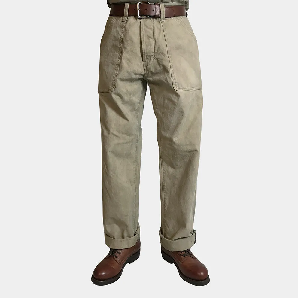 BZEN M.1077 L32-QUENTIN RELAX STRAIGHT WORK PANT- GREEN TEA sold by Bzen