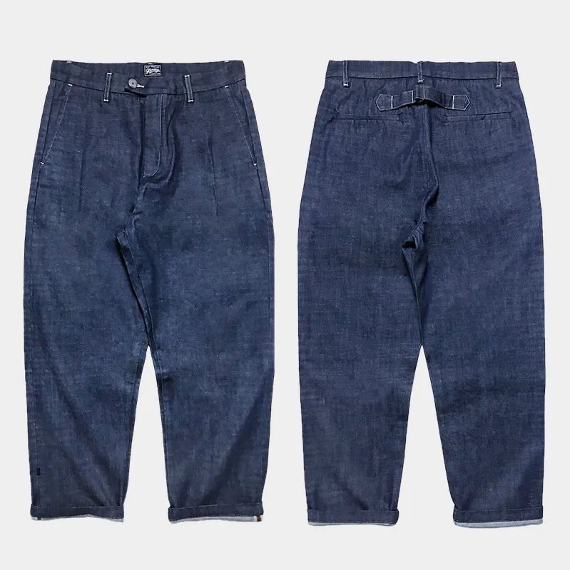 BZEN M.1229 L28-GATSBY RELAX PLEATED TROUSER-13.5oz- RAW SELVEDGE- 70's BLUE sold by Bzen product image thumbnail 4