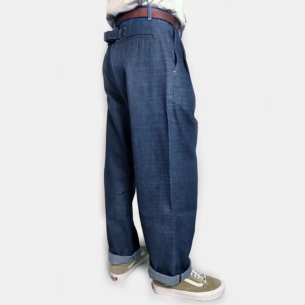BZEN M.1229 L28-GATSBY RELAX PLEATED TROUSER-13.5oz- RAW SELVEDGE- 70's BLUE sold by Bzen product image thumbnail 3