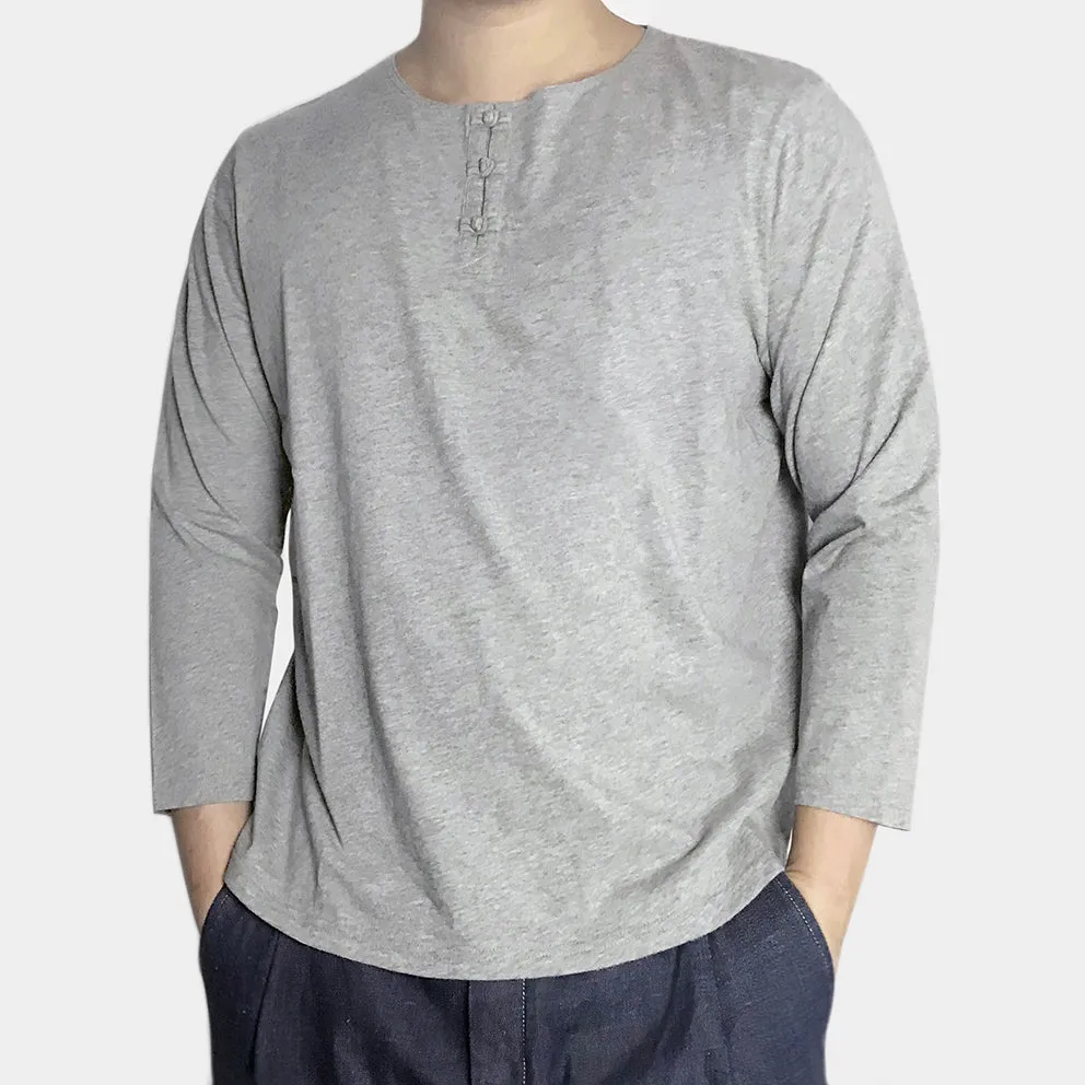 BZEN INDOCHINE - M.3382-KU-LI REGULAR FIT 3/4 SLEEVE COOLIE TEE-E0 HEATHER GREY sold by Bzen product image thumbnail 3