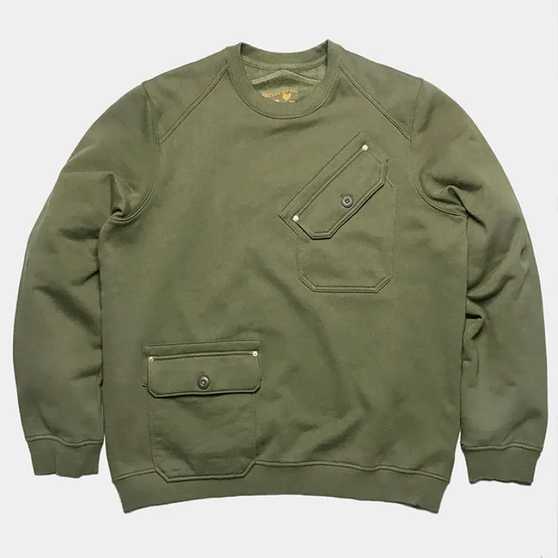 BZEN UNARMY - M.3223 TATE RELAX FIT CREWNECK KNIT TOP- ARMY GREEN made by Bzen